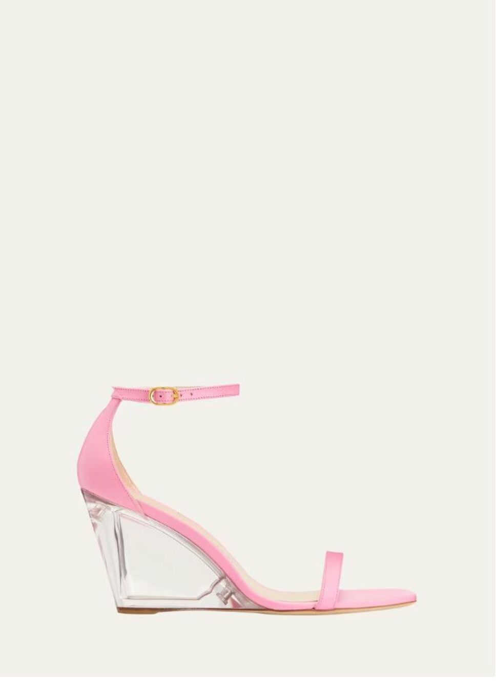 NEW Stuart Weitzman Nudistlucite Leather clear Wedge Sandals India Pink Size 10 - Picture 4 of 7